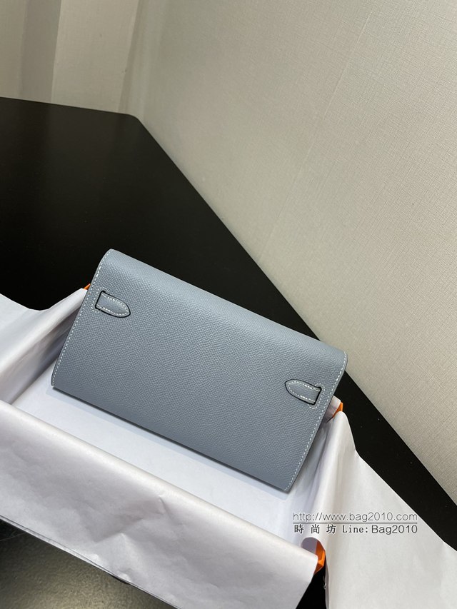 Hermes女包 愛馬仕Kelly woc小挎包 亞麻藍epsom皮凱麗斜挎包  tdh2319
